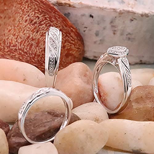 Miniatura 4 de Dazzlingrock Collection Juego de anillos de boda con marco marquesa de diamantes blancos redondos de 0.12 quilates (ctw) para hombres y mujeres en