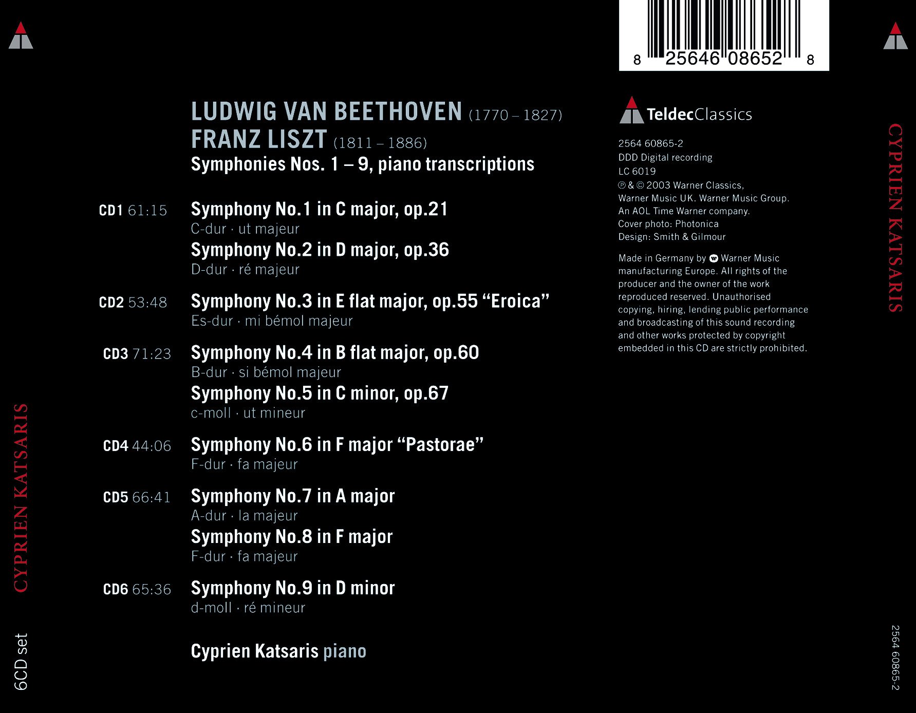 Beethoven Symphonies Nos 1-9 Arr Liszt