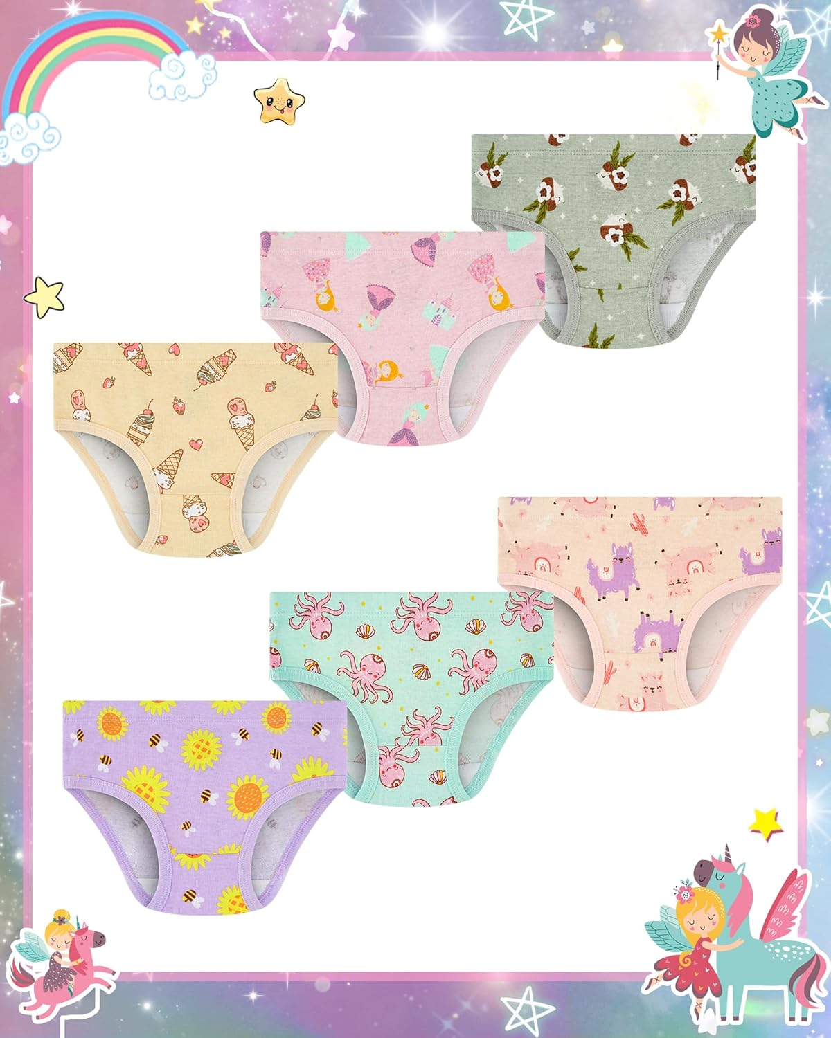 100% Cotton Girls Underwear Tagless Comfort Toddler Panties (6-Pack) - Image 6