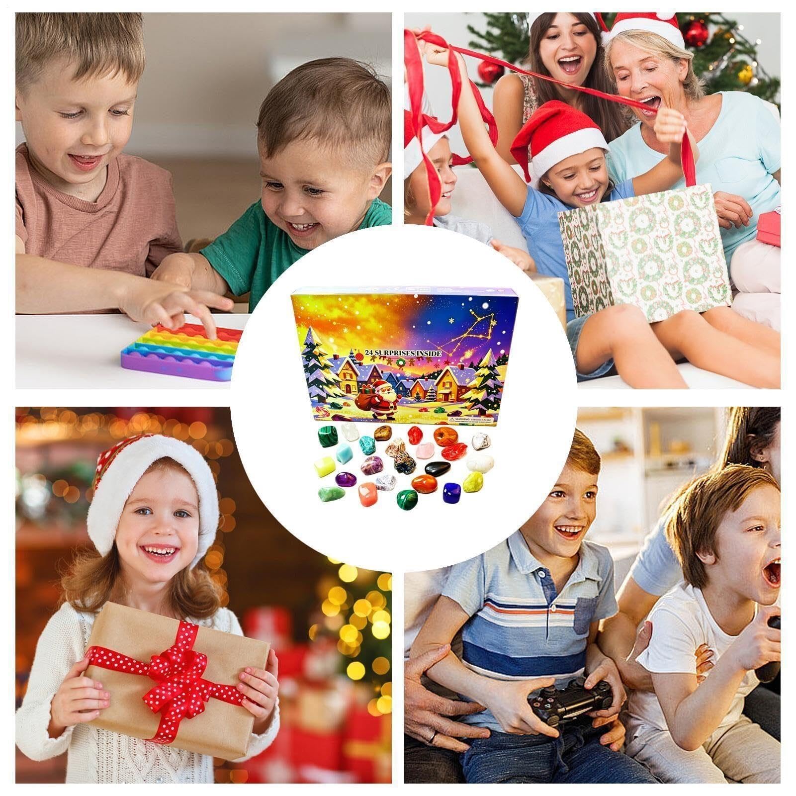 Calendario de Adviento Mineral Natural 24 Días para Niños y Niñas, Navidad