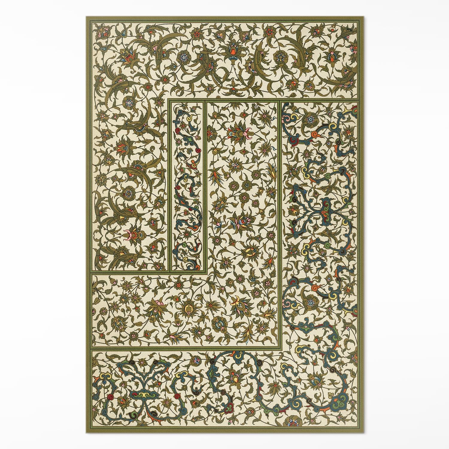 Tapis de cuisine en vinyle haut de gamme Albert Racinet Lierre Fleuri grand format de Floorart
