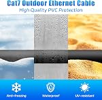 Cat 7 Ethernet Cable 500ft (20 RJ45), Outdoor&Indoor, SFTP Cat 7 Triple Shielded Ethernet Cables, High Speed 10 Gbps 600MHz, Waterproof, Direct Burial, UV Resistant Cat7 500 feet for Router Gaming