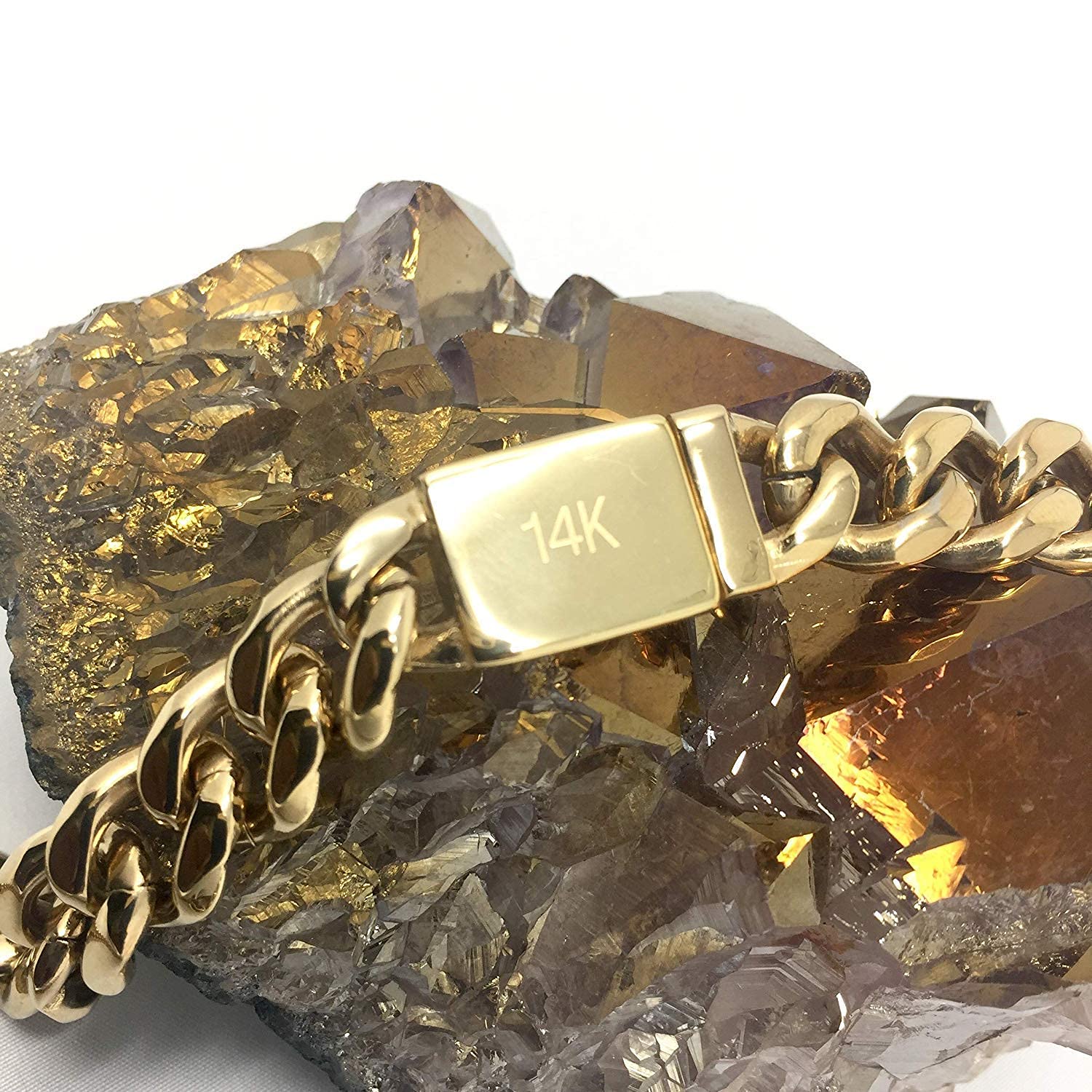 Collar de cadena cubana de oro para hombres y mujeres, grueso Miami Real 11mm 14k corte diamante pesado con cierre grueso sólido hip hop duradero urbano streetwear no si
