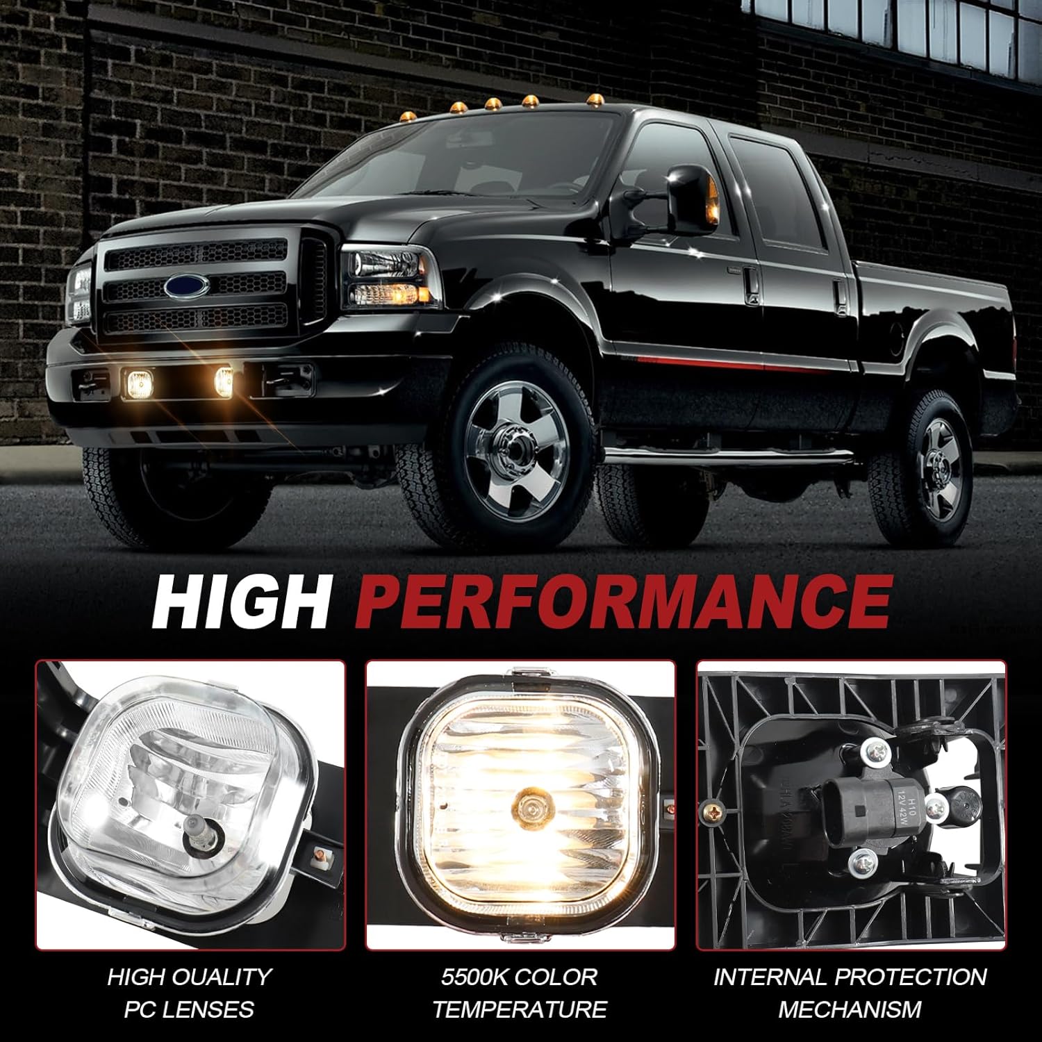 LED Fog Light Compatible with Ford F250 F350 F450 F550 2005 2006 2007 Super Duty Bumper Driving Fog Lamp Kit(2PCS)