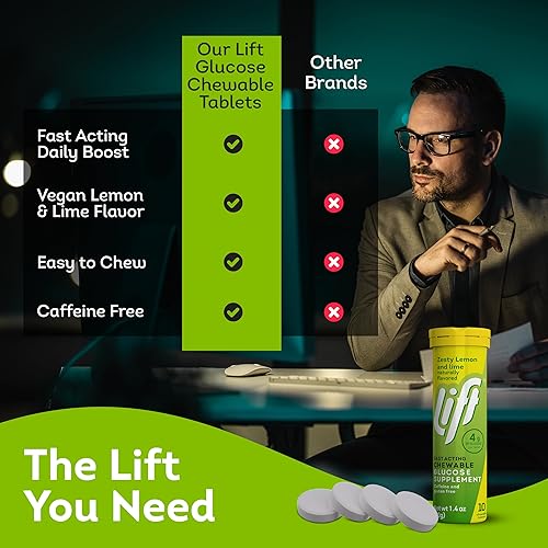 Miniatura 5 de Lift Tabletas energéticas masticables de glucosa de acción rápida  Limón y lima  Tubo de 10 unidades (paquete de 12)