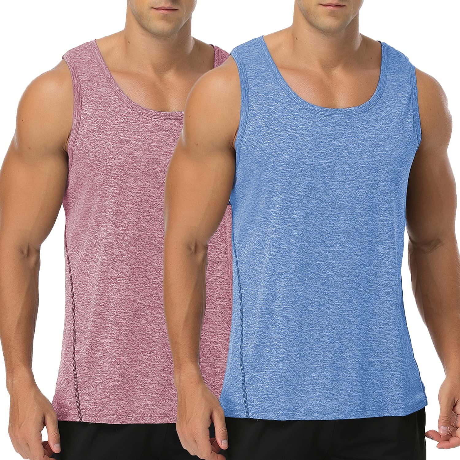 BabioboaMen's 2 Pack Workout Tank Tops Gym Athletic Sleeveless T-Shirts Fitness Bodybuilding Muscle Shirts