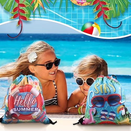 Miniatura 5 de Kacctyen Bolsas de cordón para piscina, playa, mochila con cordón de verano, bolsa de cumpleaños, decoración de fiesta de piscina,
