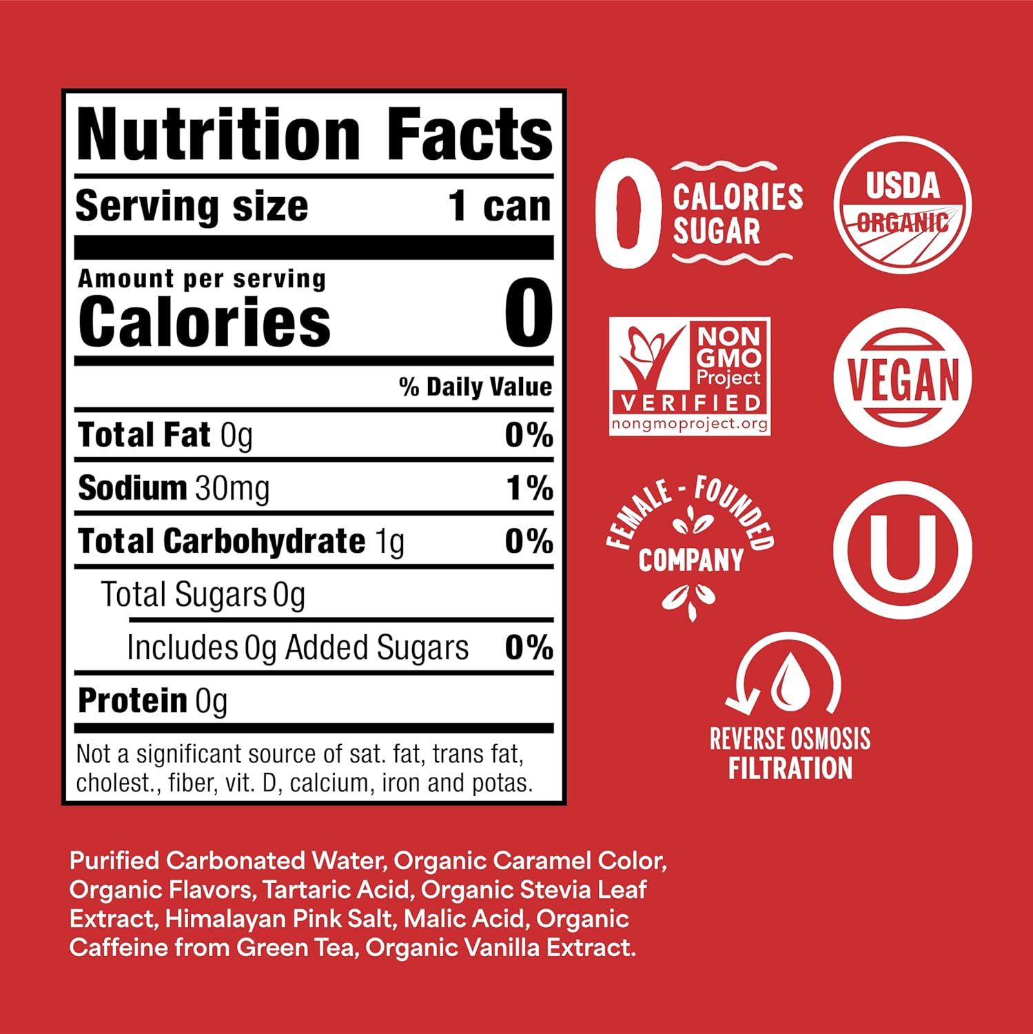 Nixie Organic Zero Sugar Soda, Classic Cola, Healthy Soda Pop, Non-GMO, 0 Sugar, 0 Calories, 40mg Caffeine, 12oz Cans (12 Pack)