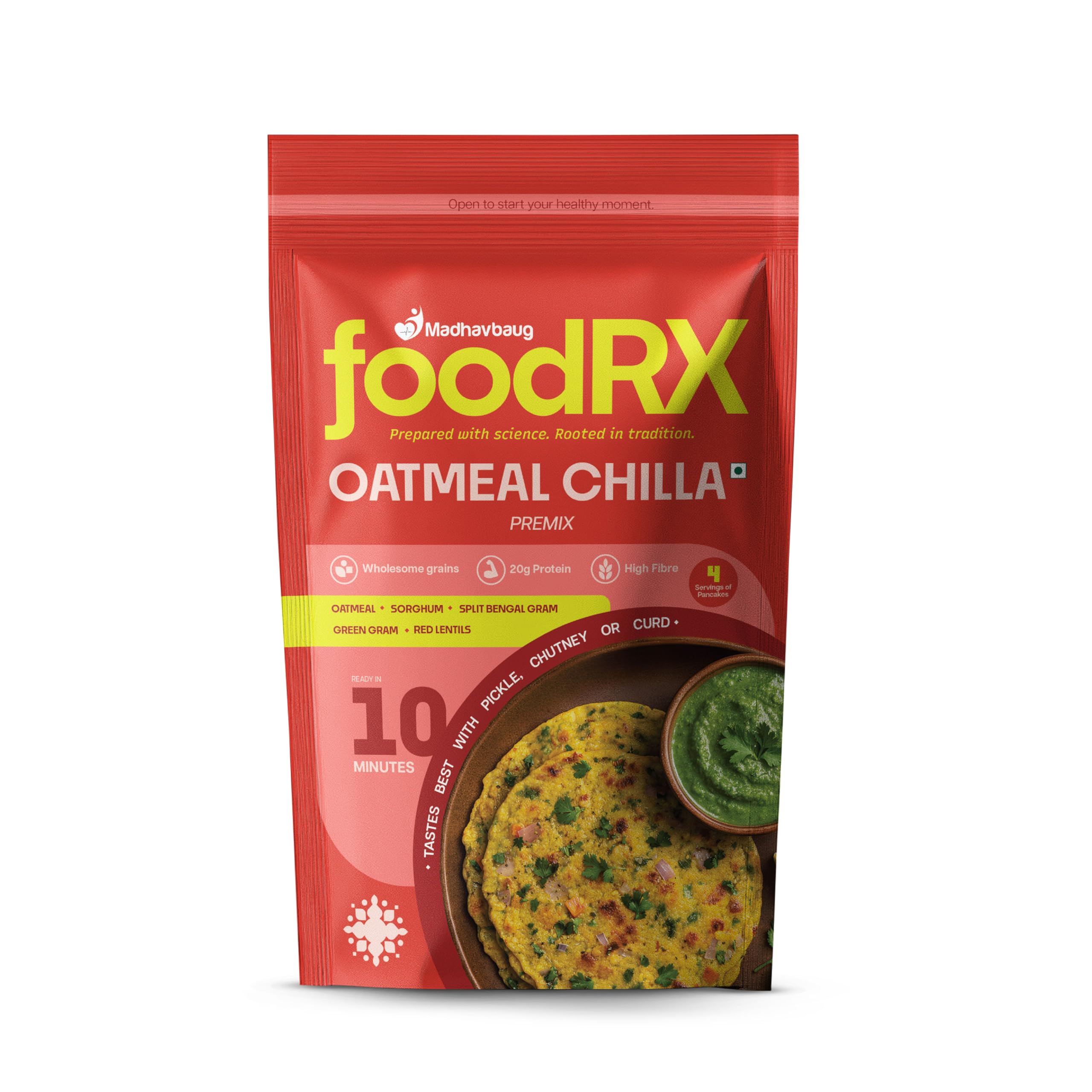FOODRX Oats Chilla Mix – Made with Oats, Rich in Beta-Glucan Fibre for Daily Fibre Intake, Healthy & Easy to Prepare (Pack of 1, 200gm)-image-45
