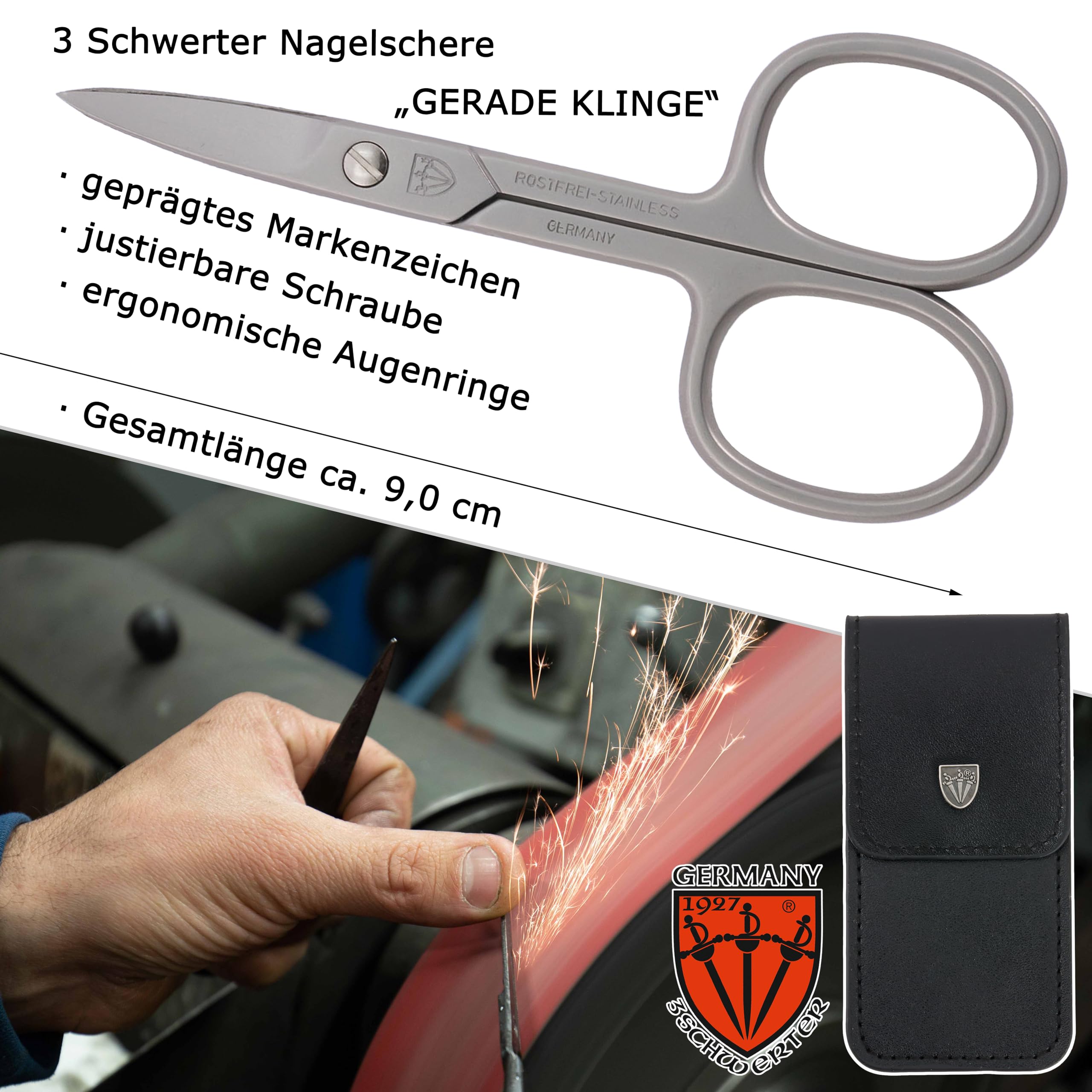 Drei Schwerter Ciseaux à peau arrondie, en acier inoxydable Ciseaux À Ongles Droits