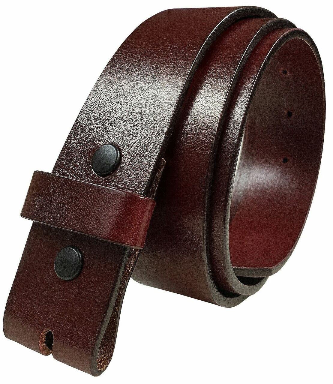 BS055 Burgundy Casual Jean Belt Genuine Full Grain Leather Belt 1-1/2" (38mm)/ 1-3/8'' (35mm) wide