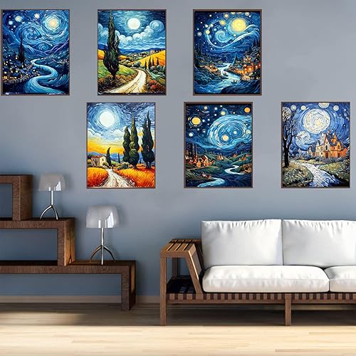 Miniatura 7 de Leatrice 6 Pack Landscape Diamond Painting Kits for Adults DIY Full Drill Diamond Dots Paintings Picture Arts Craft for Home Wall Art Decor