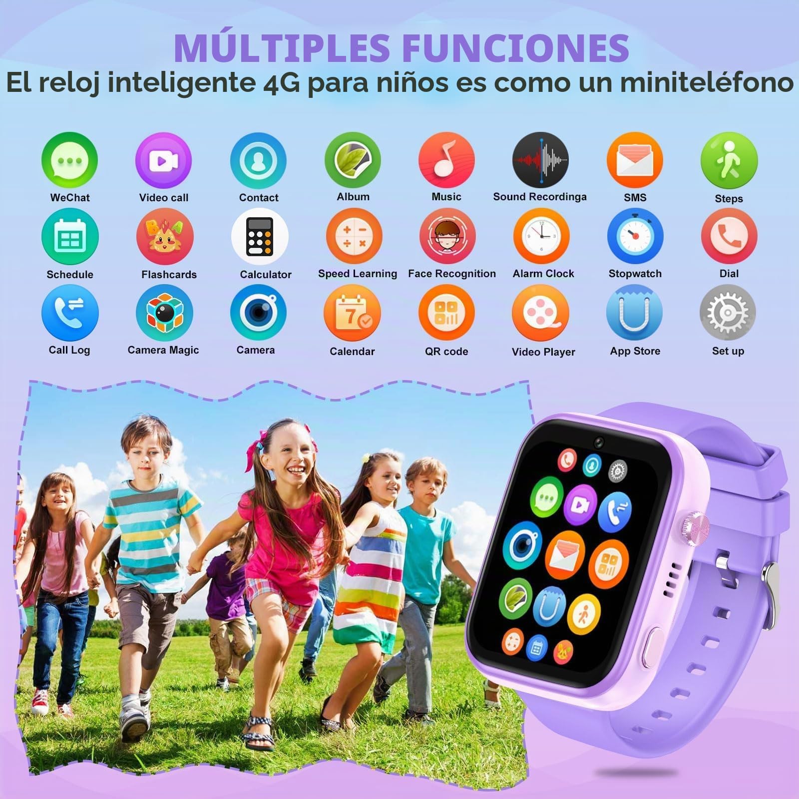 OKYUK - Reloj inteligente 4G para niños, rastreador GPS, múltiples estilos de computadora para elegir, llamadas bidireccionales, competencia de imagen, SOS, Wi-Fi, visualización táctil impermeable