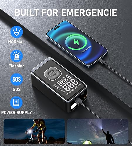 Miniatura 8 de Tire Inflator Portable Air Compressor, 150PSI Cordless Mini Air Pump with Digital Pressure, Bike Pump, 3X Fast Inflation Tire Inflator for Car,