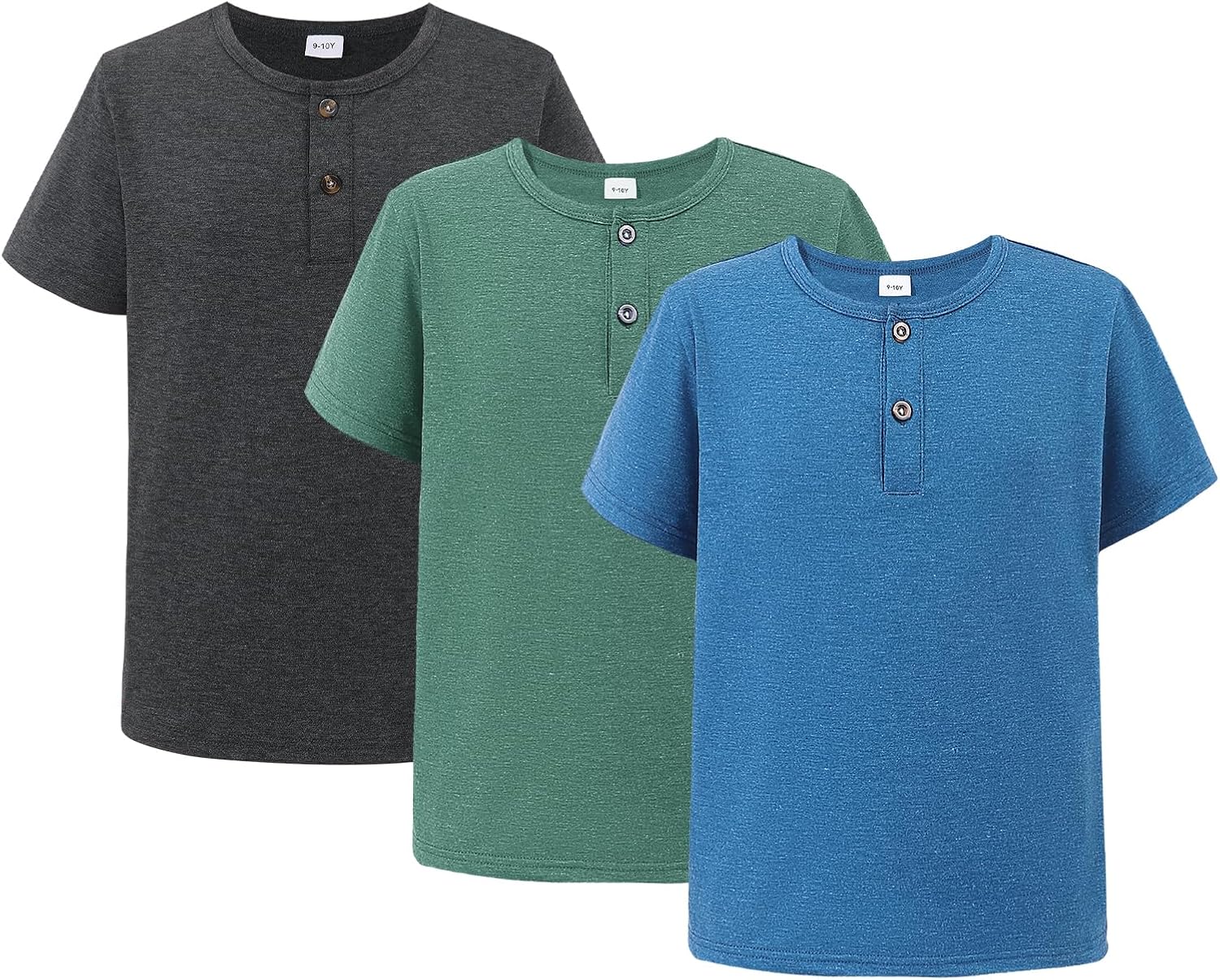 Boys T-Shirt Youth Teen Kids Henley Short Sleeve Shirt Casual Tee Athletic Tops 3 Pack Outfits 9-15 Years
