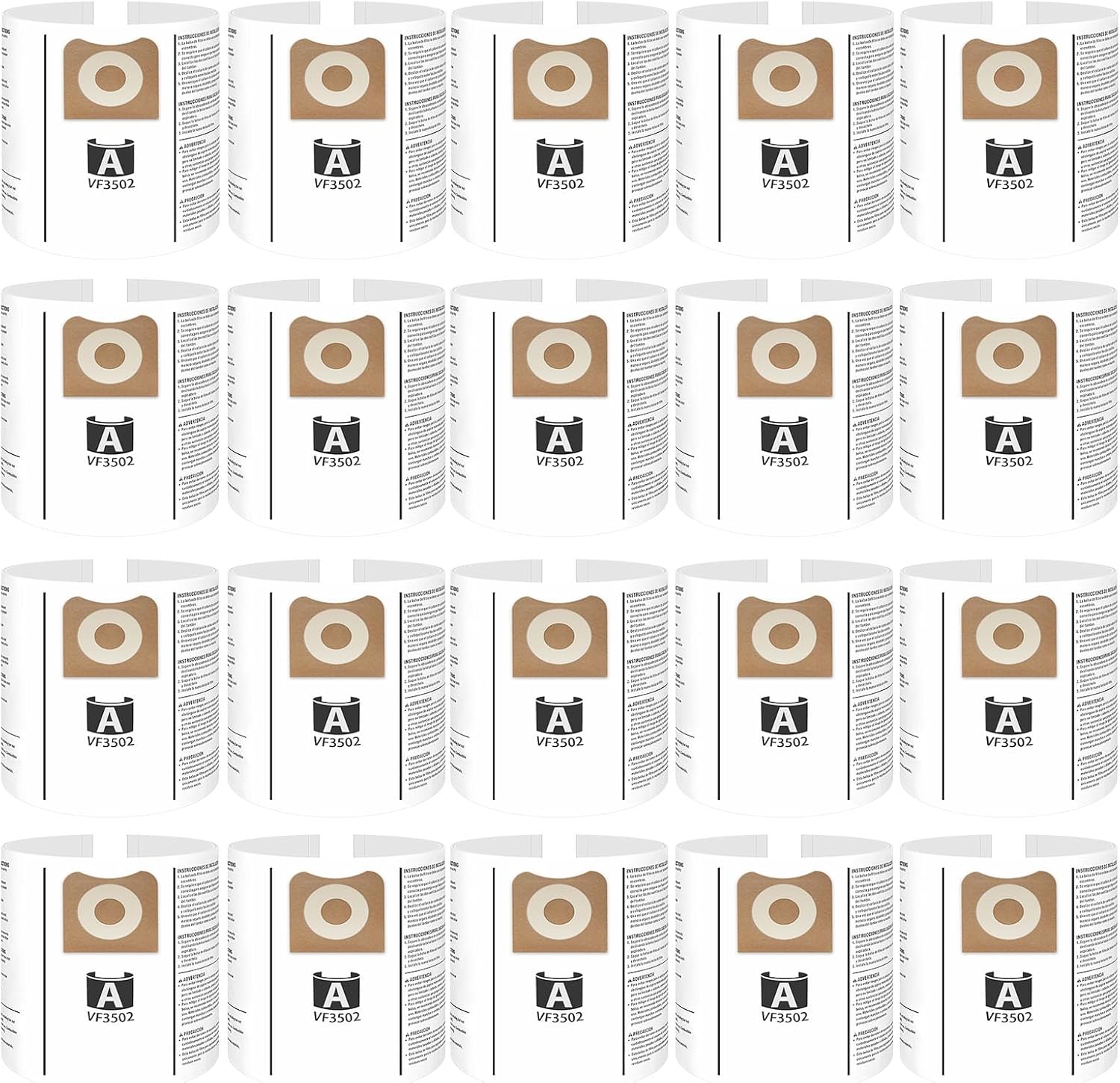 20 Pack VF3502 Vacuum Bags Compatible with Ridgid 12-16 Gallon Vacuum WD1950 WD1956 WD1850 WD1851 RV2400HF WD1450 WD1680 WD1270