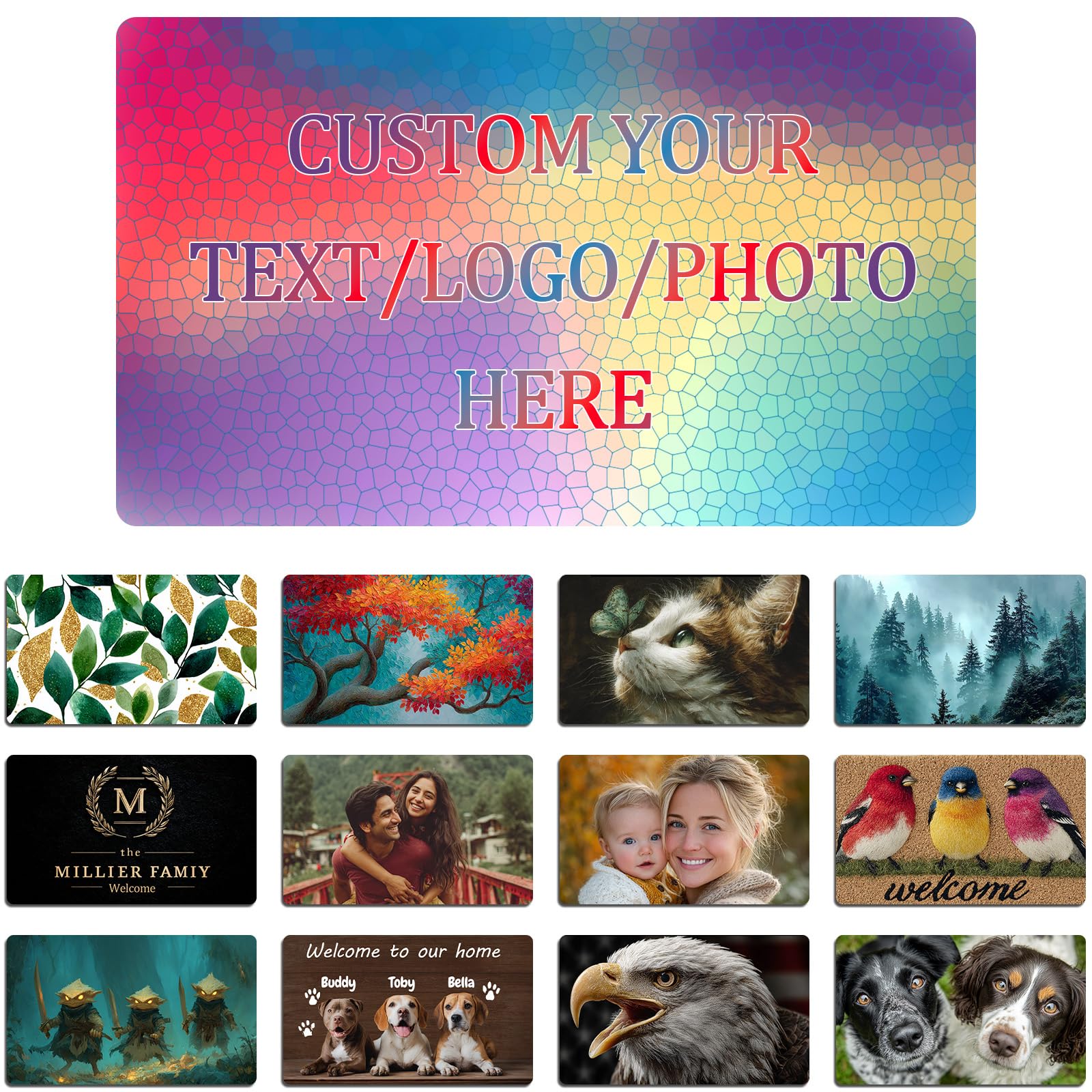 Takuno Personalized Door Mat Custom Welcome Mat Outdoor Decorations Front Door Stone Bath Mat Indoor Non-Slip Bottom Floor Mat Rugs Door Entrance Mats for New Home Gifts (80 * 50 cm) — image 1