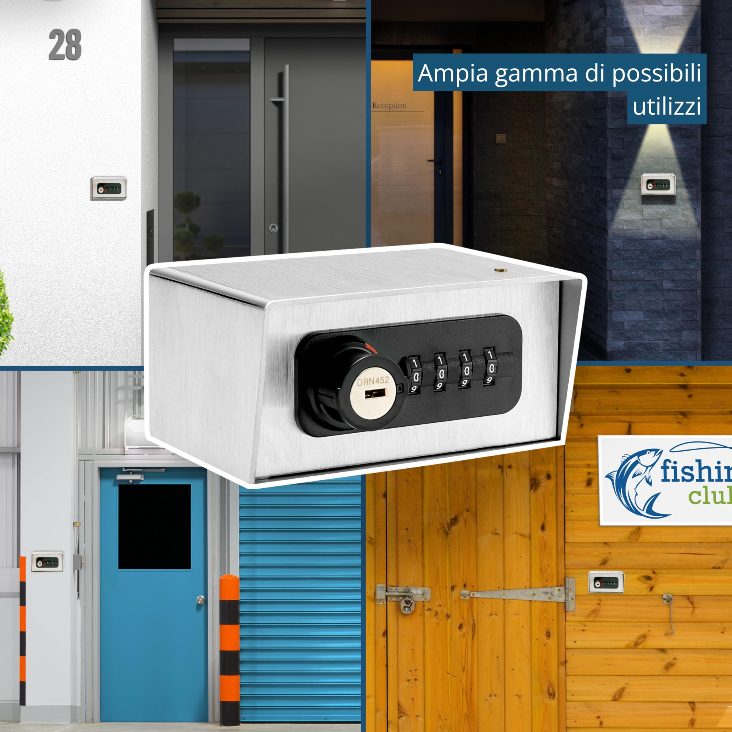 masunt chiavi depot 420 M Code | Cassaforte per chiavi di alta qualità con serratura a combinazione | Acciaio inossidabile | Argento (acciaio inossidabile V2A)