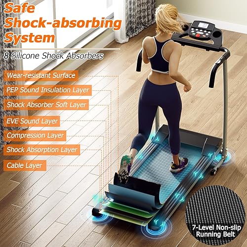 Miniatura 3 de Goplus Cintas de correr plegables para el hogar, caminadora plegable independiente con 12 programas preestablecidos, pantalla LCD ajustable,