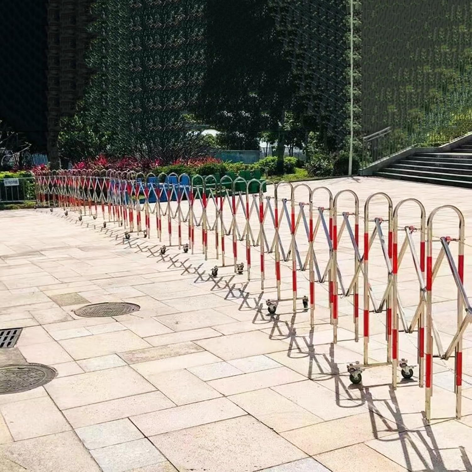 Expandable Safety Barrier Foldable Stainless Steel Gate with Wheels Retractable Flexible Barrier for Outdoor Garage - Secure Your Space!