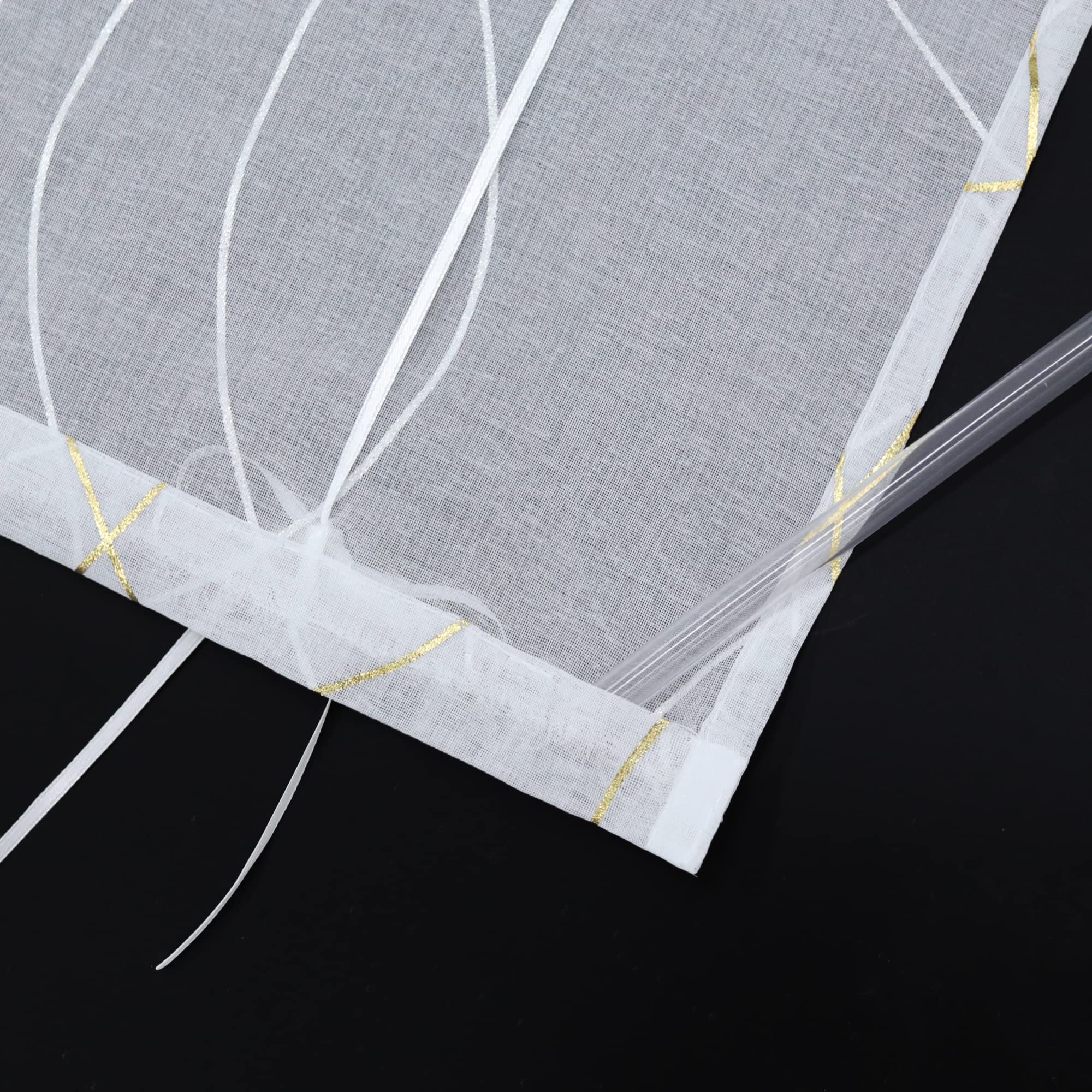 CORLIF Voile Raffrollo Ohne Bohren - Transparent, Weiß, Bis 140x140cm