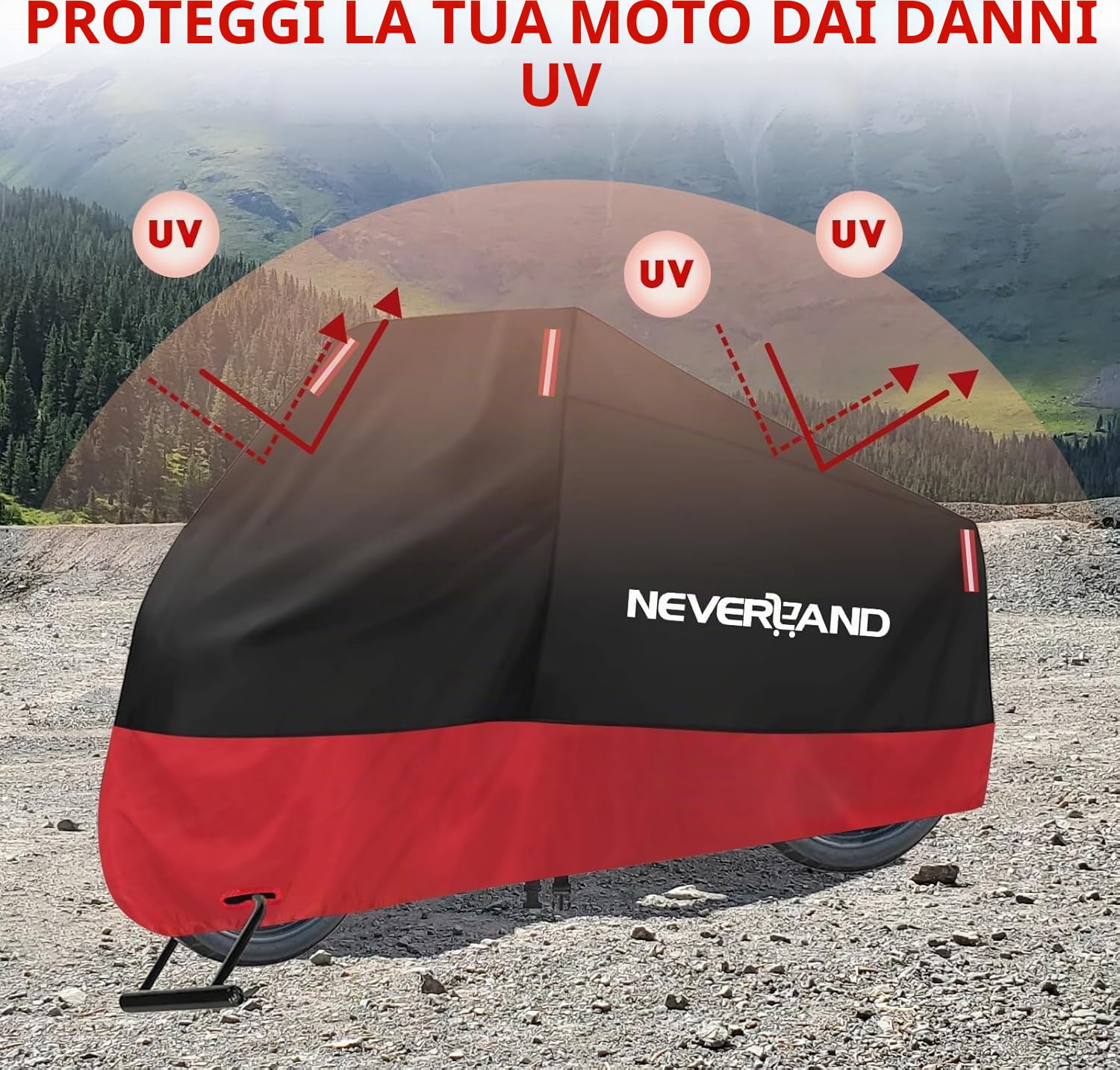 Telo Moto per esterno NEVERLAND Telo Coprimoto Impermeabile Teli per Moto Motorino Motociletta Scooter Oxford 210D Copertura Motociclo Resistente a Polvere/Pioggia/Foglie 295x110x140 CM