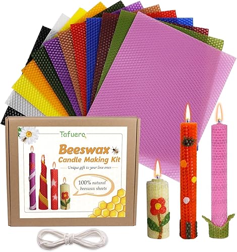 Miniatura 1 de Tafuero Juego de 12 velas de cera de abeja, 12 velas de cera de abeja, natural de 10 x 8 pulgadas, haz tus propias ideas para niños y adultos,