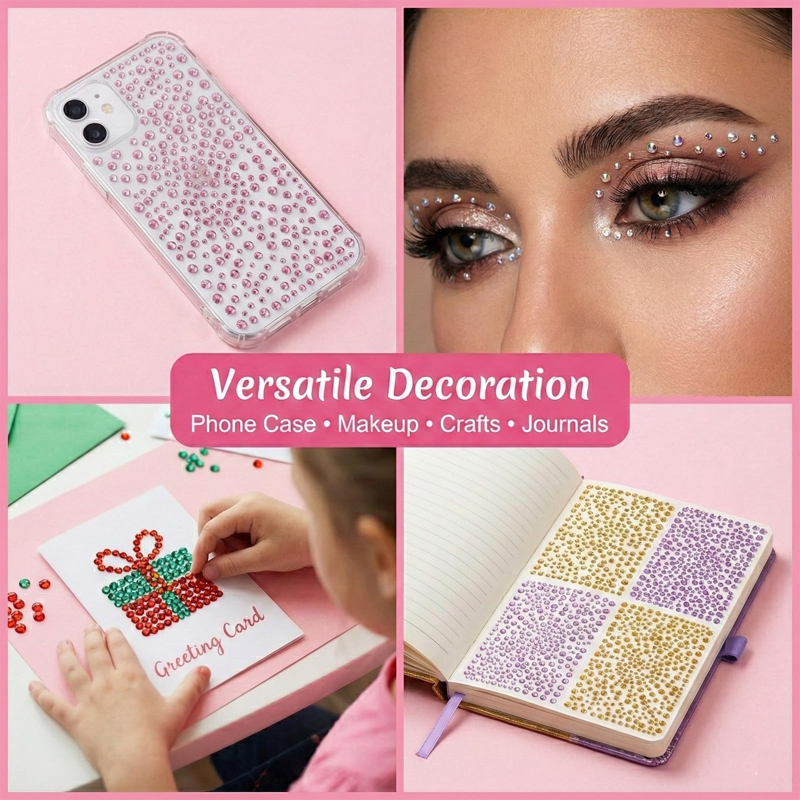 10 PCS Strass Autocollants Cristal, Strass Autocollant Diamant Cristal pour Strass Visage Maquillage Décoration Ongles Strass Bijoux pour DIY Artisanat Nail Body Maquillage Décoration Scrapbooking