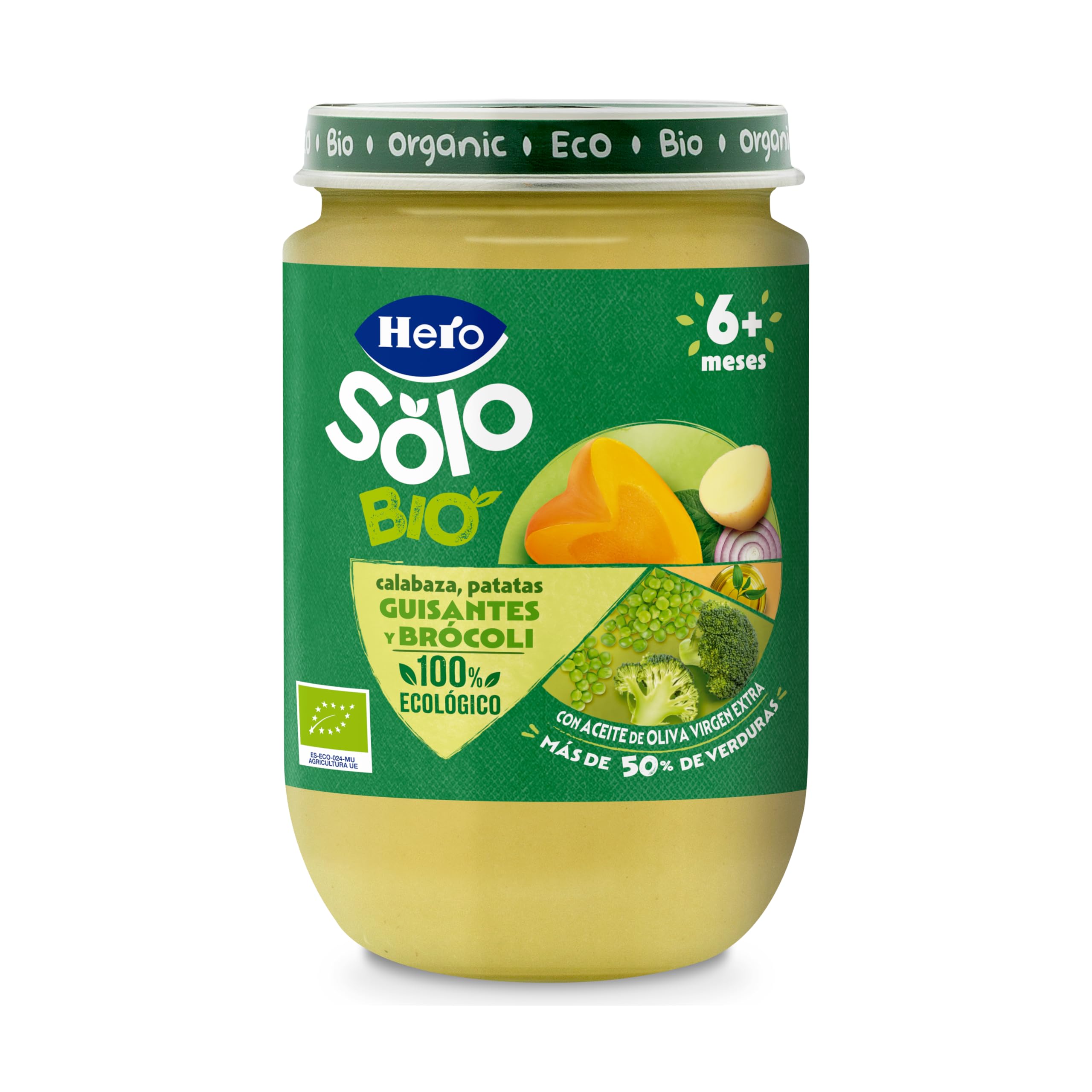 Hero Solo Bio Tarritos de Calabaza, Patatas, Guisantes y Brocoli 100% Ecológico 12 x 190 g