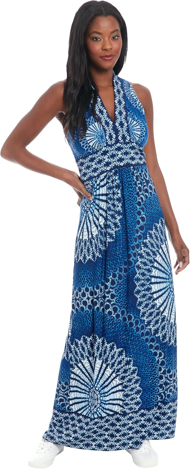 London Times Womens Women's Sleeveless Empire Waist V-Neck Maxi - Casual Floor Length Wedding Guest Dress - Image 4