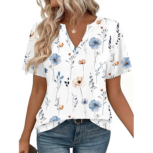 Zeagoo Womens Tops Short Sleeve V Neck Tee Shirts Cute Dressy Casual Clothing Business Work Blouse