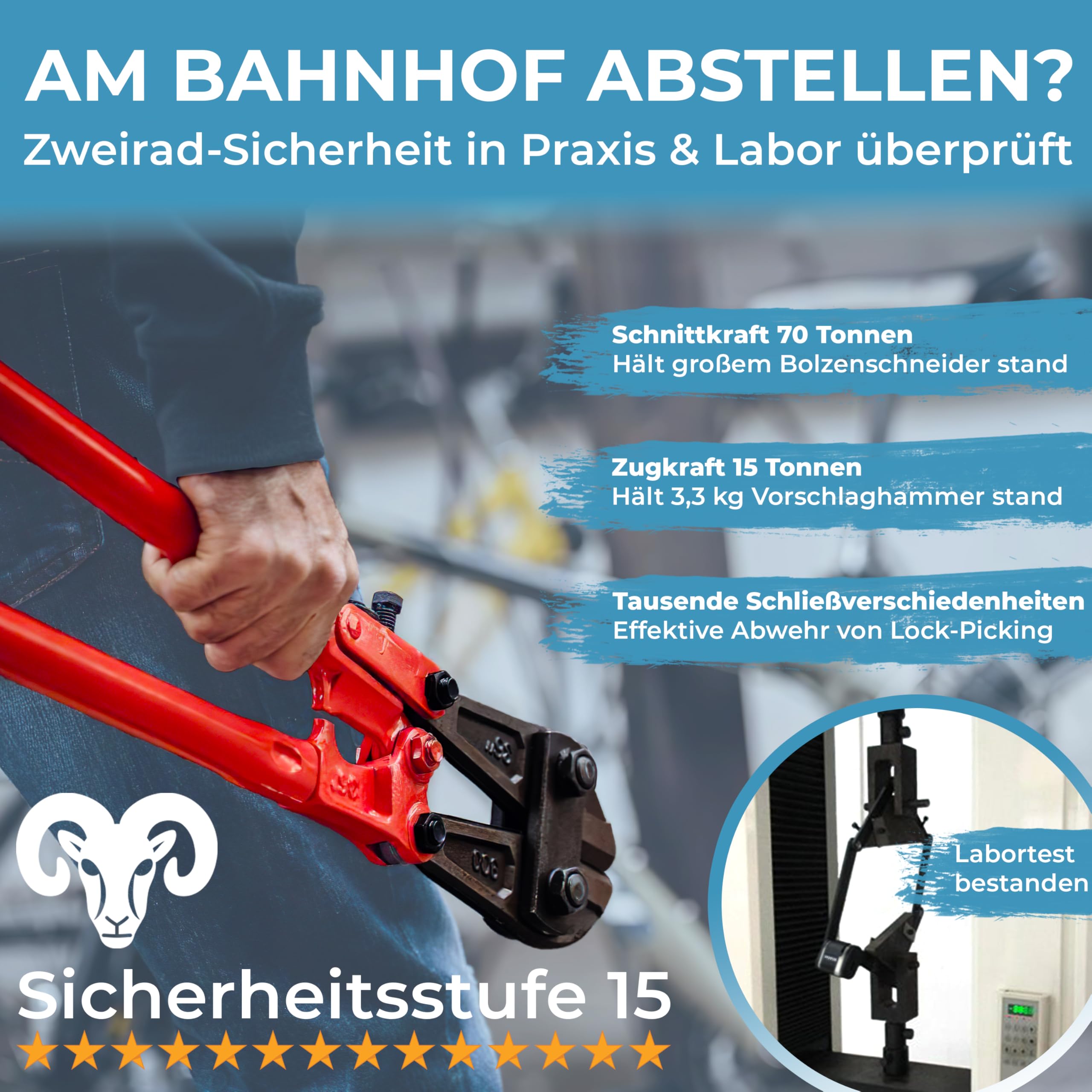 Widder Extrem sicheres Faltschloss Fahrrad [Titan-Stahl Level 15] - Fahrradschloss hohe Sicherheit 99cm lang mit Schlüssel [3x] & Halterung - Gliederschloss als E Bike Lock Scooter Schloss & Fahrrad