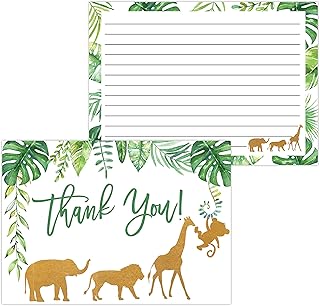 Your Main Event Prints Jungle Baby Shower Thank You Cards, Boy Baby, Mama Bear Baby Shower Favor, Monkey, Elephant, Giraffe Baby Shower, 20 Thank You Cards and Envelopes