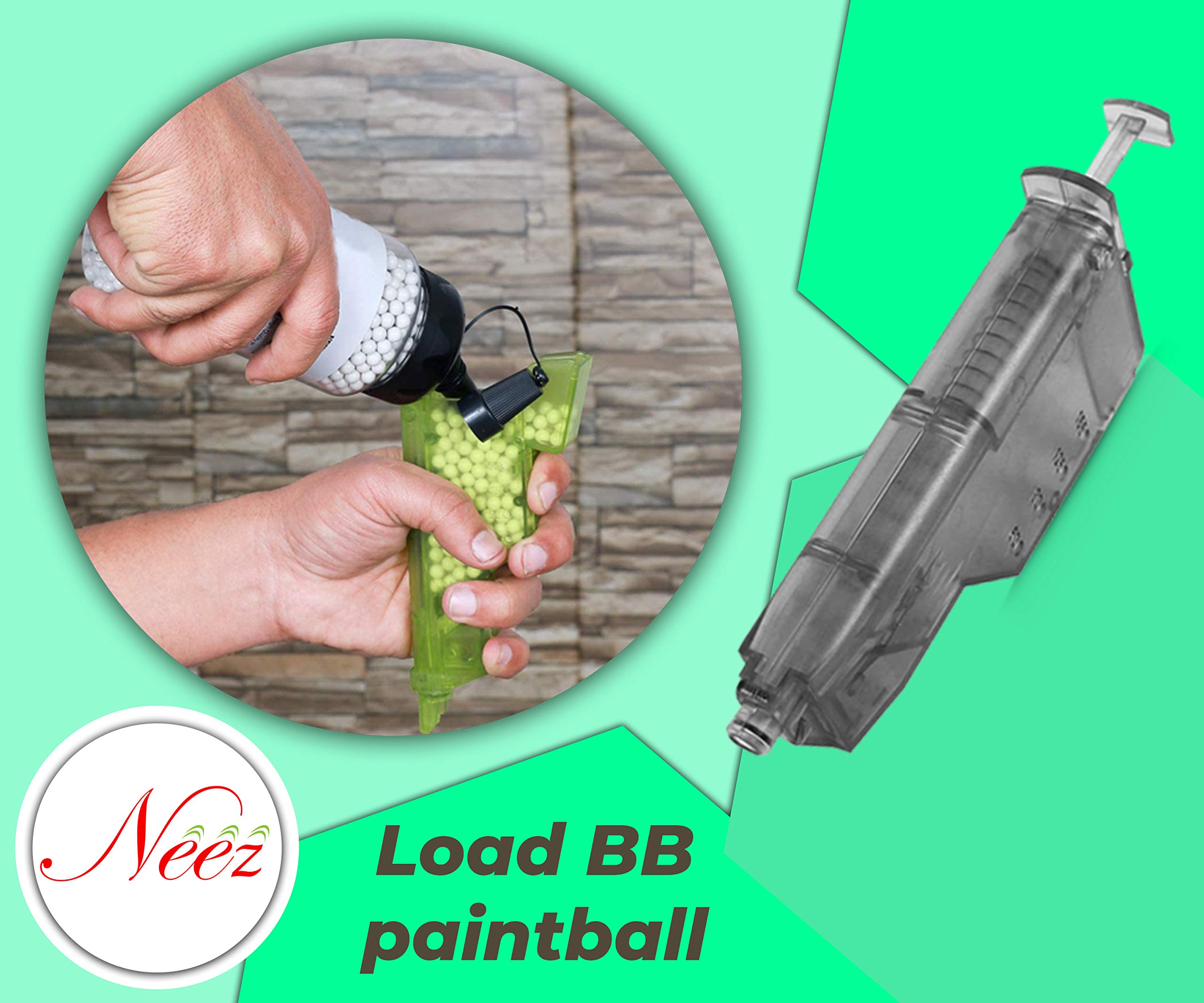 NEEZ BB Loader - Softair Caricatore per Pistola, Airsoft Speedloader per BB Pellet, Plastica Gun Accessori - Fast Reloader BB da 6mm (155 Colpi, Nero)