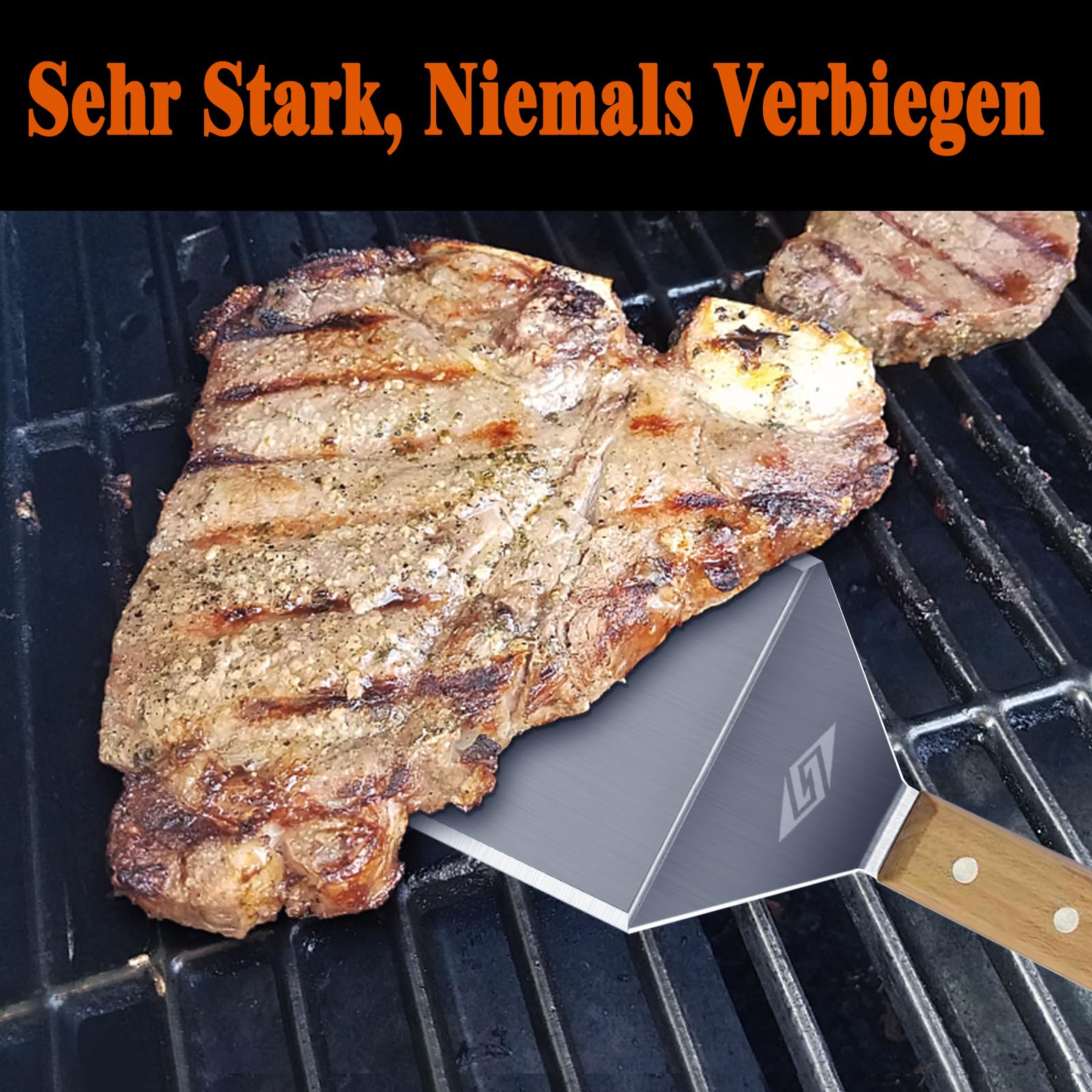 STEVEN-BULL S Spatola in acciaio inox per smash hamburger, spatola per barbecue, spatola plancha, regalo per uomini