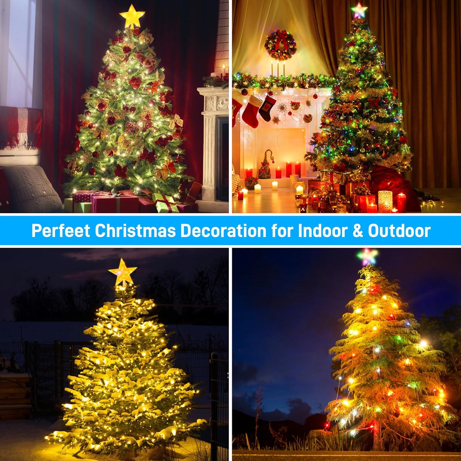 Christmas Tree Lights, 6.6 FT,226 LED RGB Light Beads,Star String Lights Waterfall LED Light String for Christmas Trees Yard Party Holiday Decor, Supports APP/Timer/DIY Mode/Music/Remote