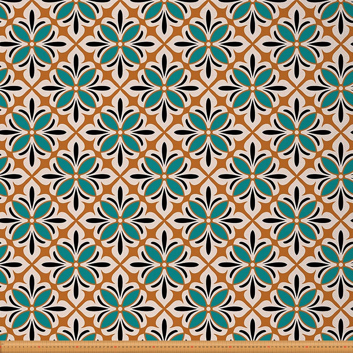 Loussiesd Flower Fabric by The Yard,Vintage Flowers Upholstery Fabric for Chairs,Geometric Floral Exotic Style Waterproof Outdoor Fabric,5 Yard,(L460*W150cm) Green Brown