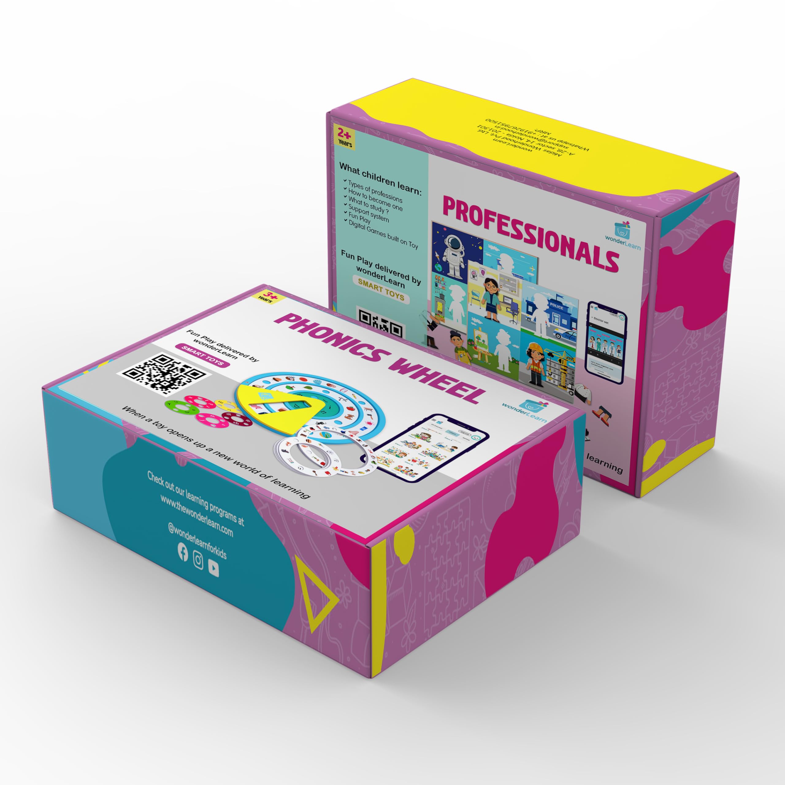 Wonderhood Smart Learning Bundle: Professionals and Phonics Wheel Toys for Kids 2-6 Years- Wooden Toy Set, STEM Motor Skill, Pretend Play Toy, Fun Learning Educational Game, Birthday Gift