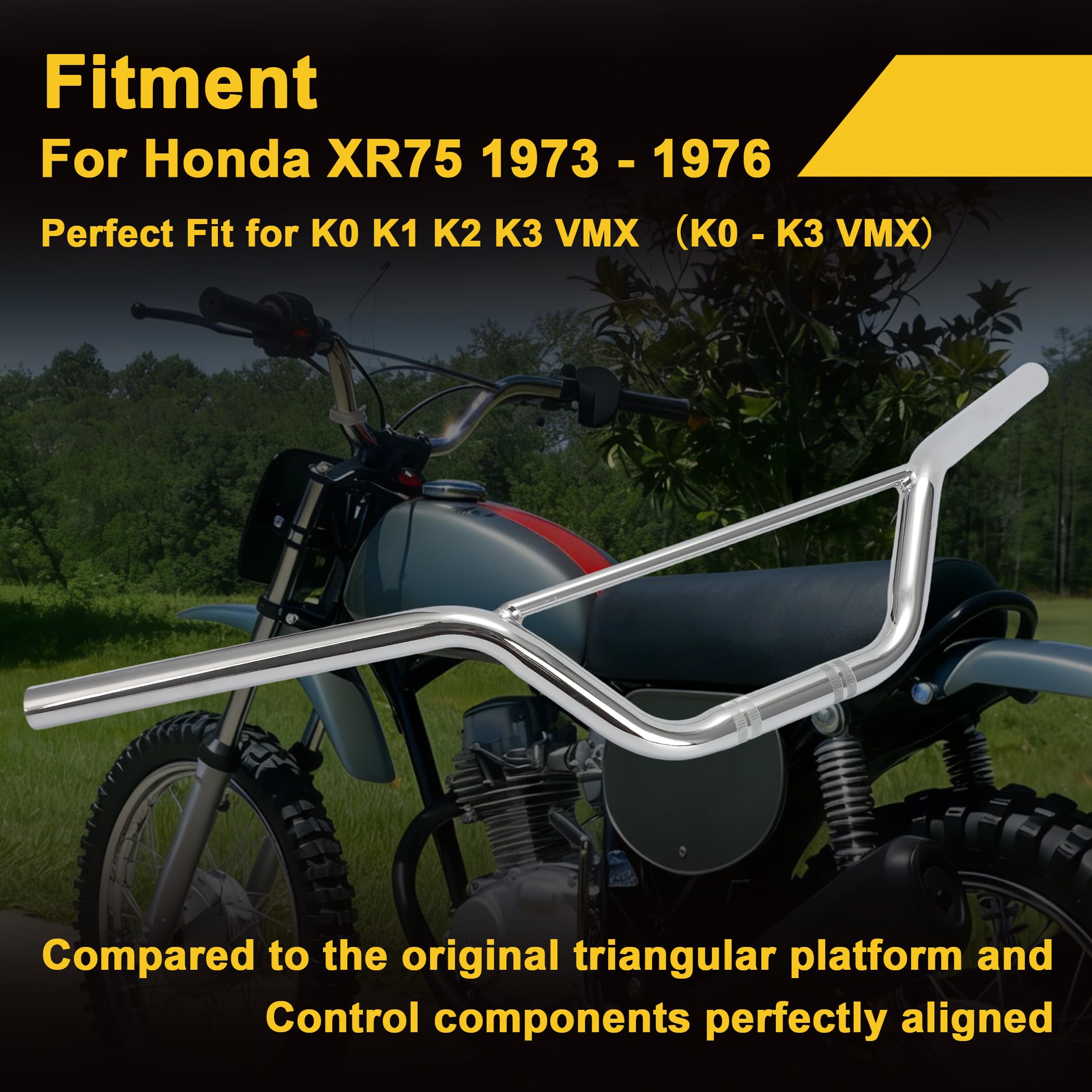 Amazon.com: For Honda XR75 Handlebars 1973-1976 Chrome Chromoly