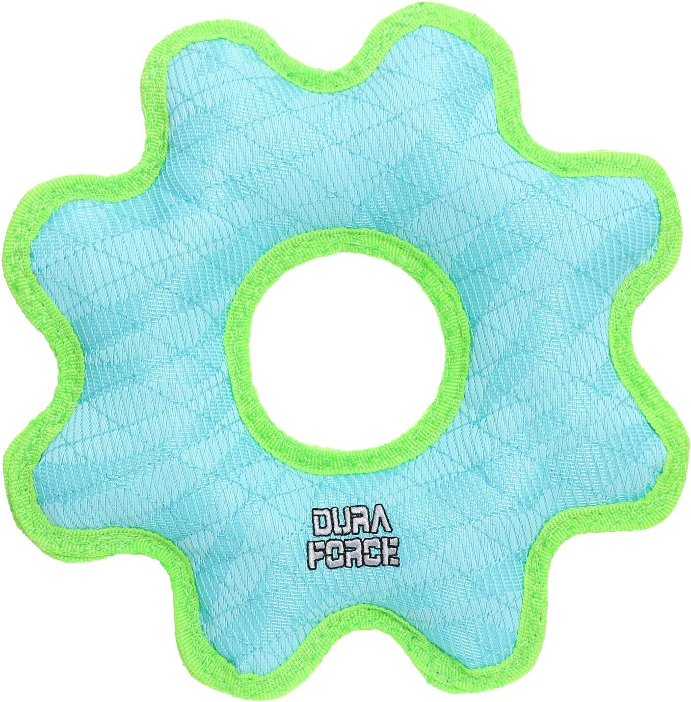 DURA FORCE-Durable Woven Fiber-Medium Gear Ring Blue -Squeakers - Multiple Layers. Made Durable, Strong & Tough. Interactive Play Dog Toy (Tug, Toss & Fetch). Machine Washable & Floats (Combo Pack #1)