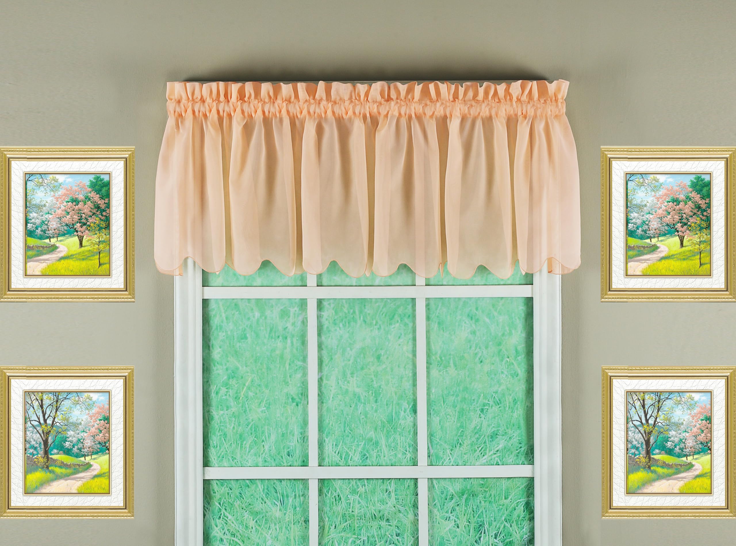 Today's Curtain Emelia Original Voile Valance 14", Peach, 60" W x 14" L
