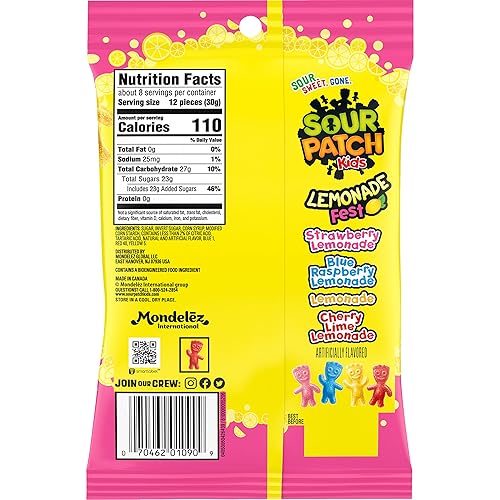 Miniatura 12 de SOUR PATCH KIDS Lemonade Fest - Caramelos suaves y masticables, 8.02 onzas (paquete de 8)
