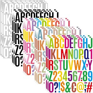 15 Sheets 750 PCS Letter Stickers 2 Inch Alphabet Stickers Vinyl Self-Adhesive Number Letter Sticker for Mailbox Water Bottles Scrapbooking DIY Crafts Sign Classroom Poster Board Decor (5 Colors)