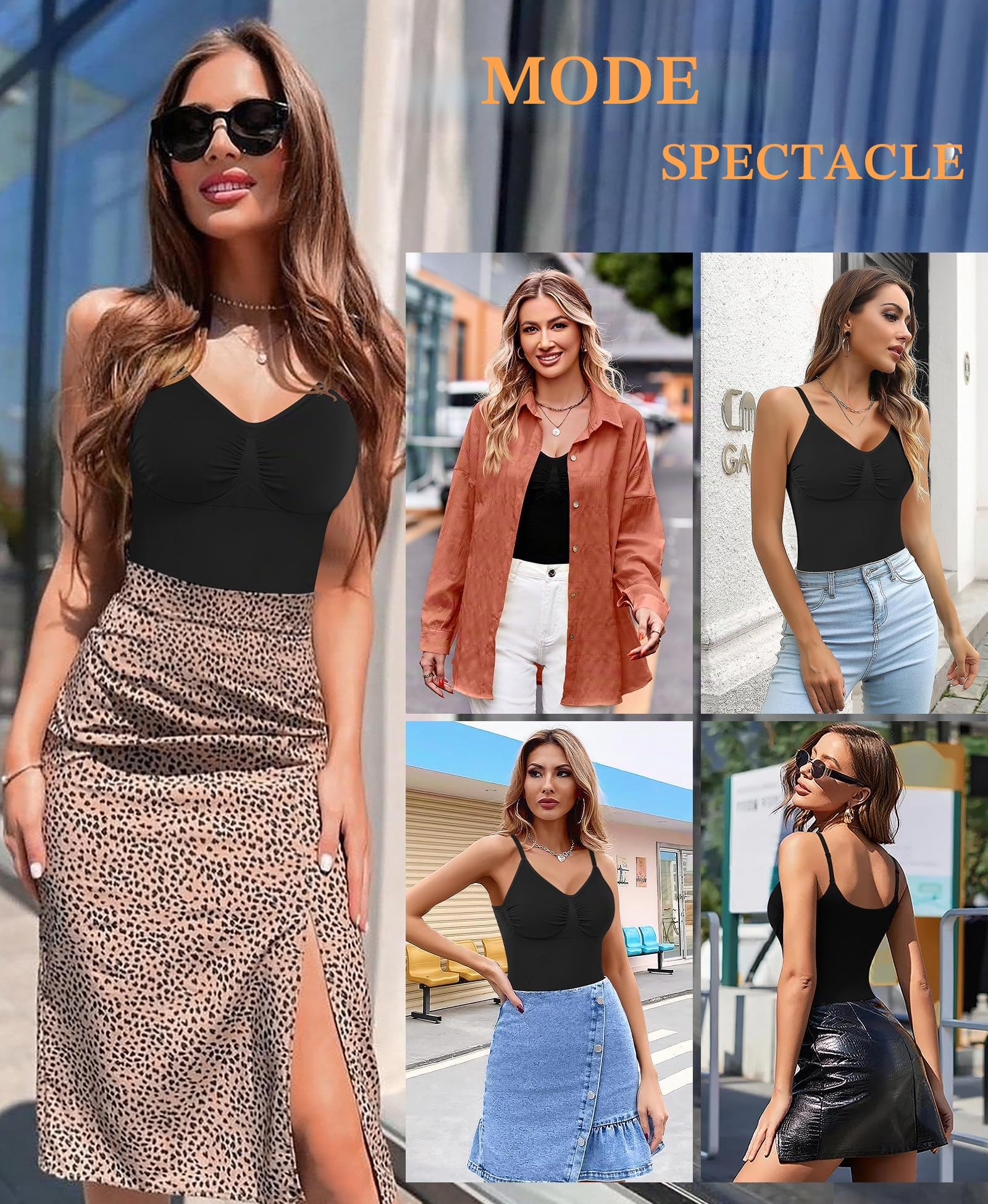 YARRCO Hauts sculptants Femme Débardeur Gainant Ventre Plat Gaine Amincissante Tanks Top Compression Sans Manches Sans Couture Maillot de corps Top avec Soutien-Gorge avec Bretelles Ajustables