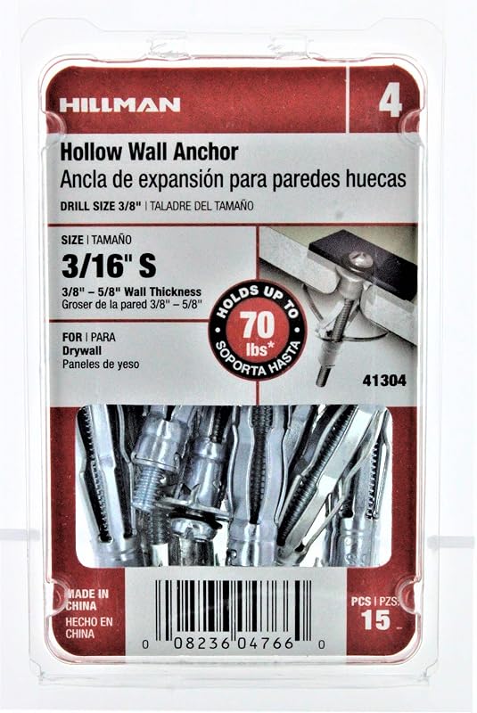 Hillman 3/16 in. Dia. x 3/16 Short in. L Metal Pan Head Hollow Wall Anchors 15 pk