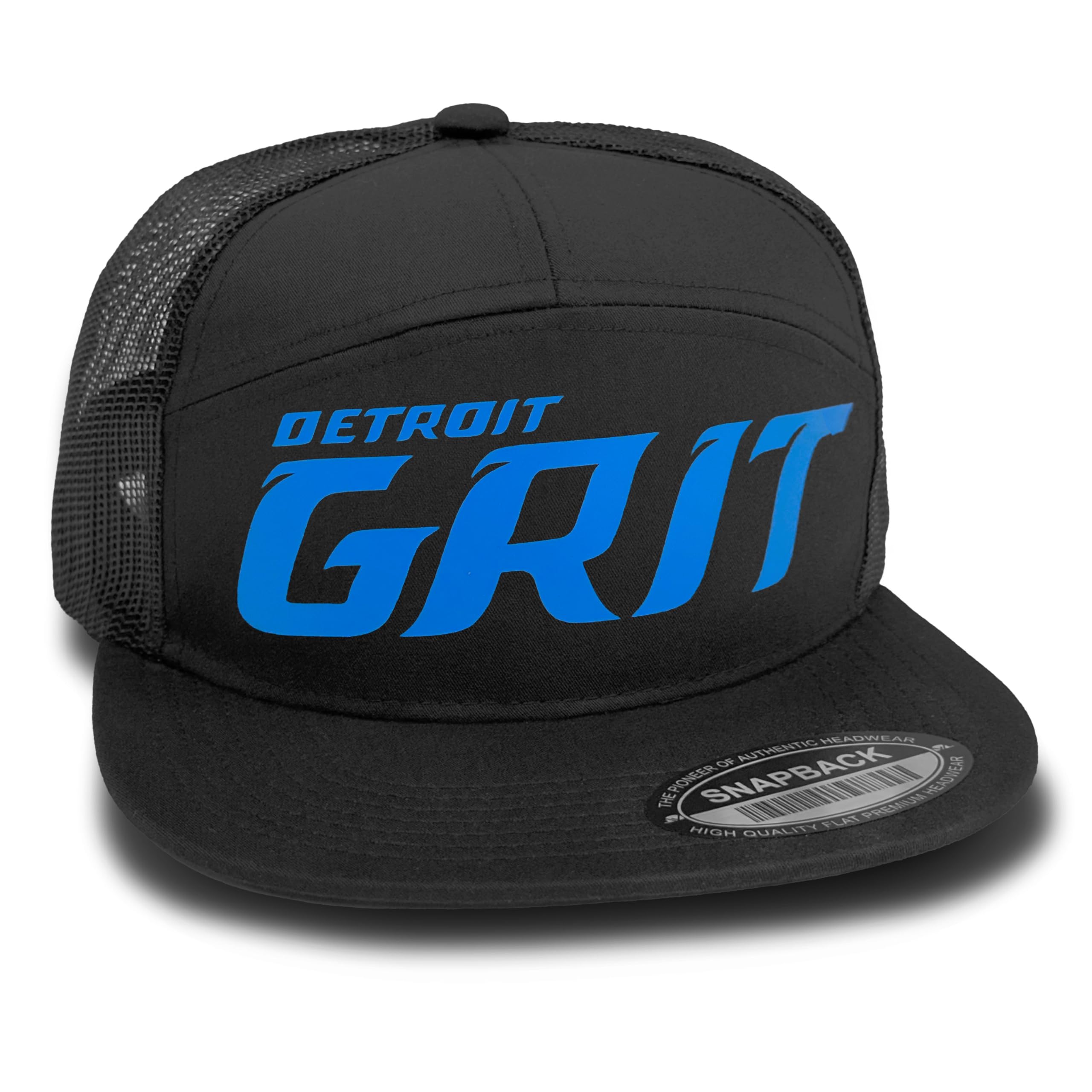 Detroit Grit Hat Trucker 7-Panel Adjustable Cap Laser Vented Snapback Baseball Hat for Men