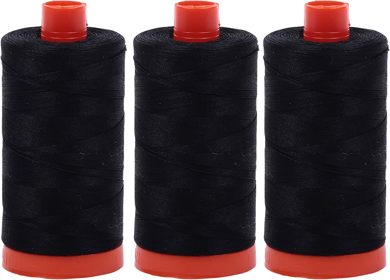 3-PACK - Aurifil 50WT - Black, Solid - Mako Cotton Thread - 1422Yds EACH