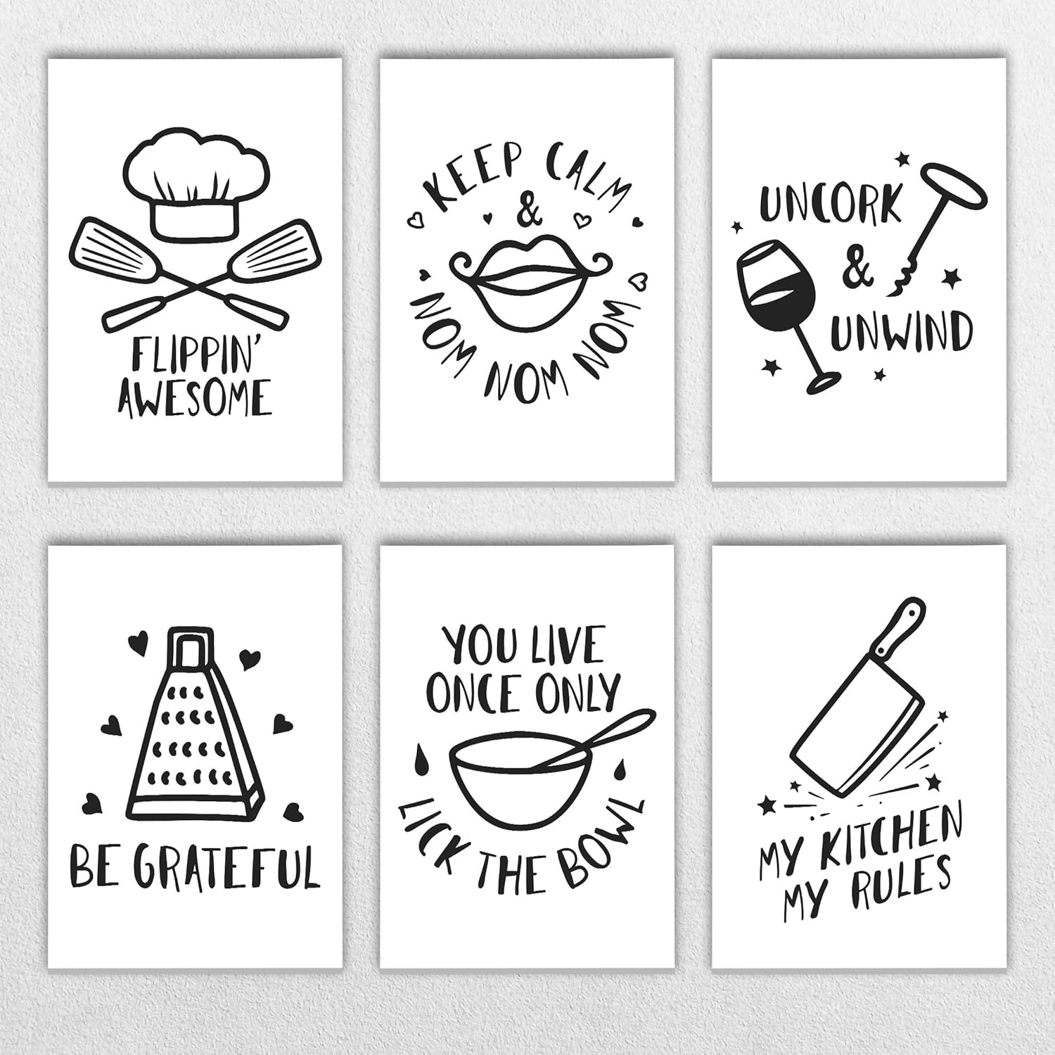 Funny Kitchen Posters 6 Posters 8x10 Unframed Food