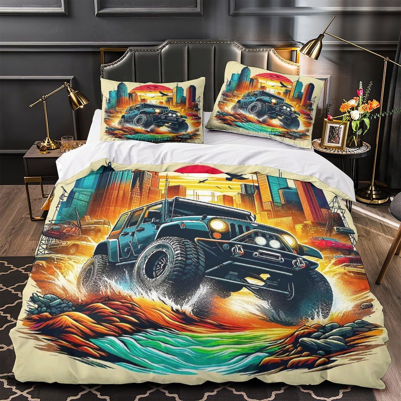 Housse de couette tout-terrain 3D Super King 260x220cm avec 2 taies