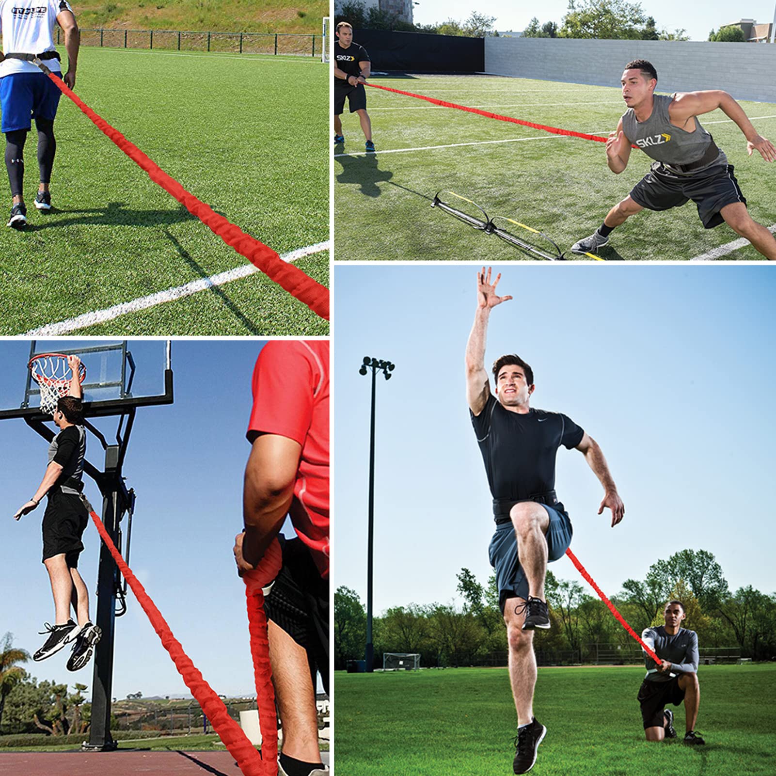 Set di corde elastiche per allenamento di resistenza, per corsa e allenamento, con lunga resistenza, movimento laterale, allenamento ad alta velocità